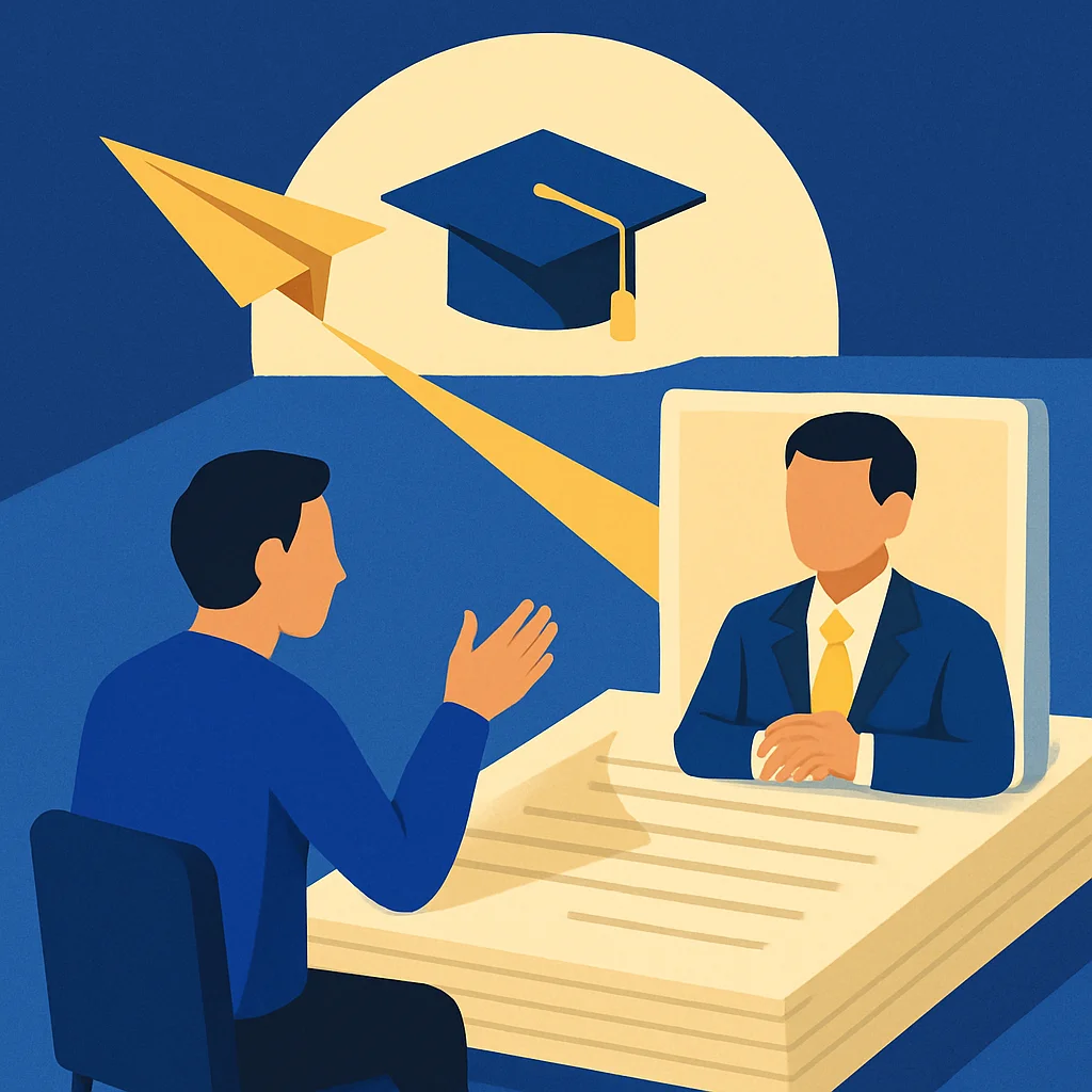 Mahasiswa berdiskusi dengan dosen penguji