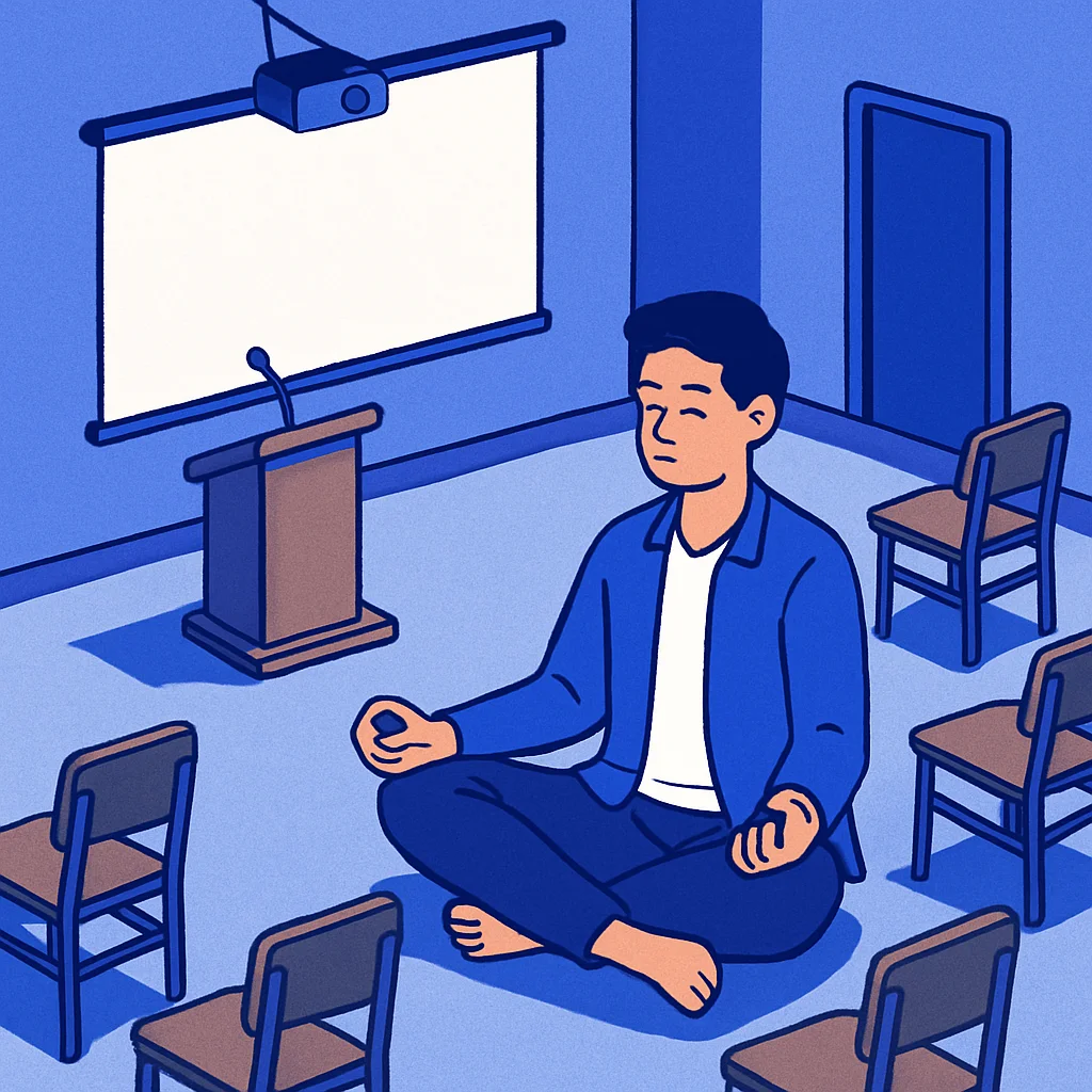 Mahasiswa sedang meditasi di ruang tenang
