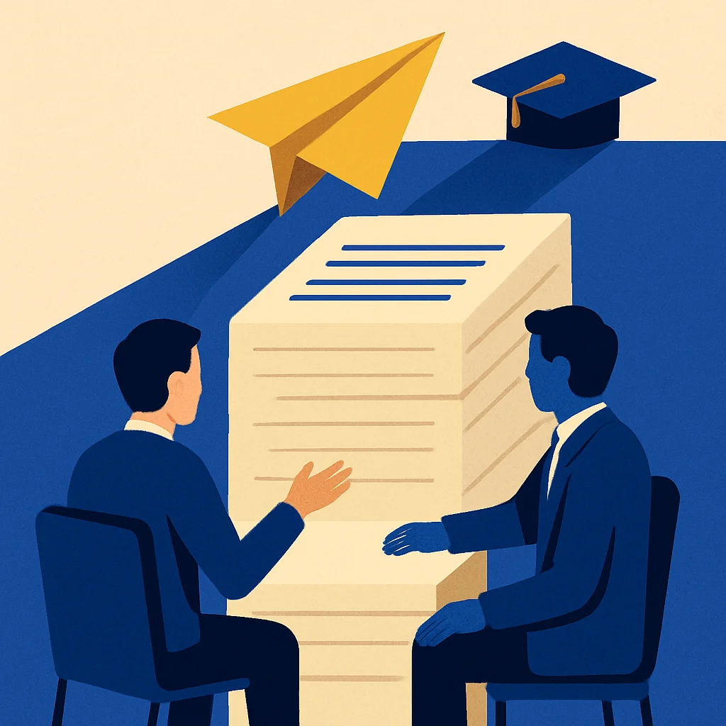 Mahasiswa berdiskusi dengan dosen penguji