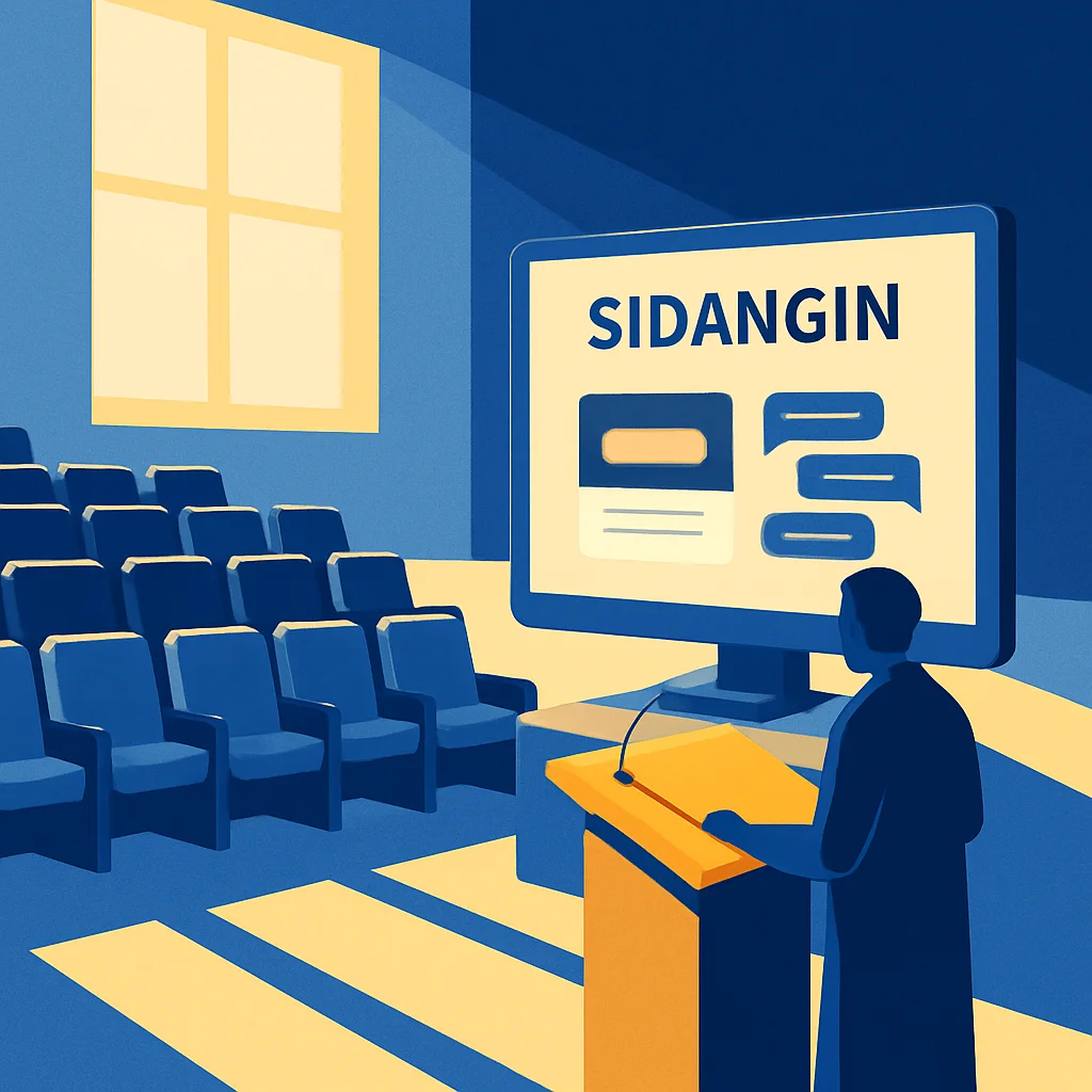 Tampilan antarmuka Sidangin di layar komputer