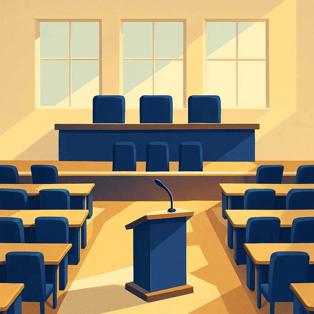 Ruang sidang skripsi di universitas