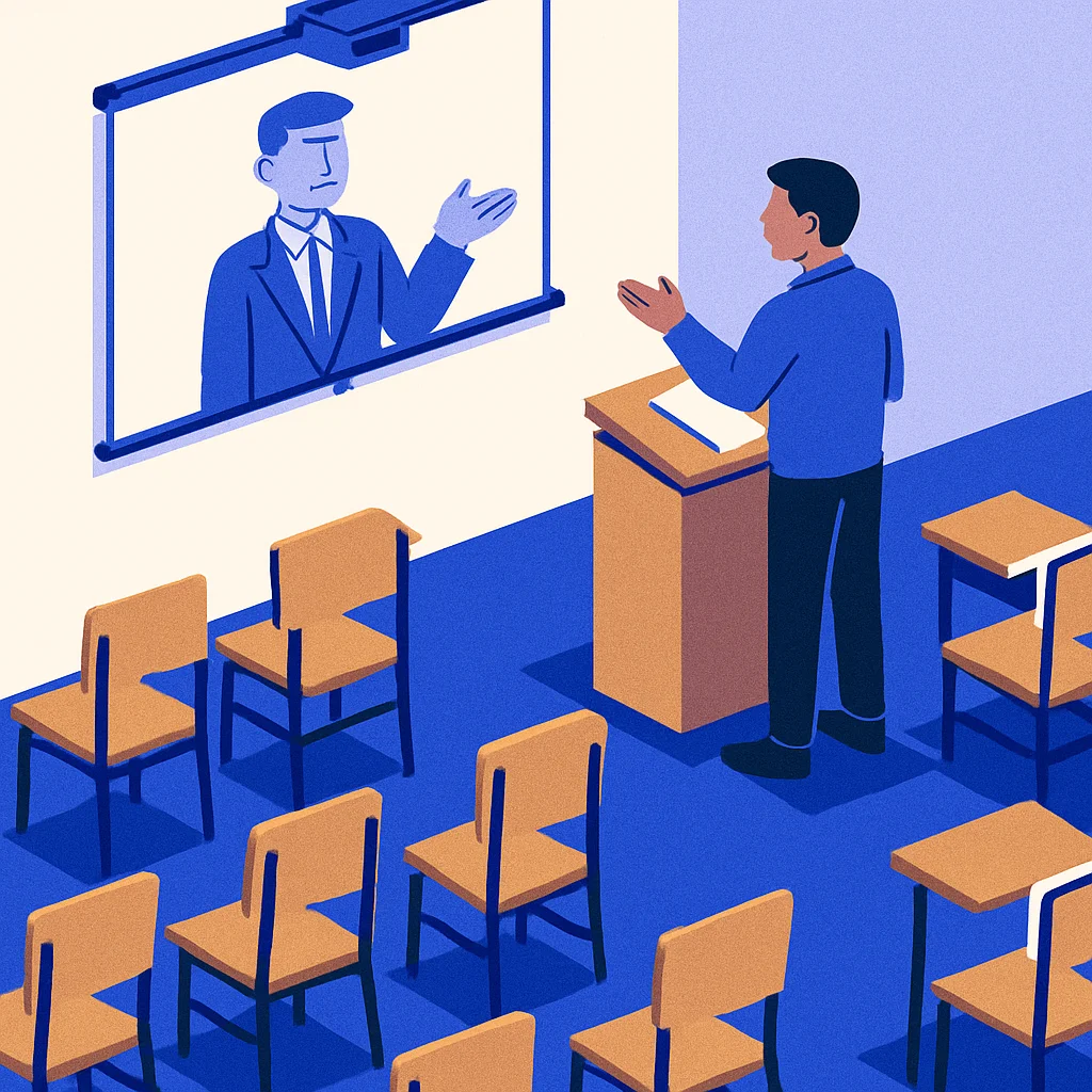 Mahasiswa berlatih presentasi dengan AI