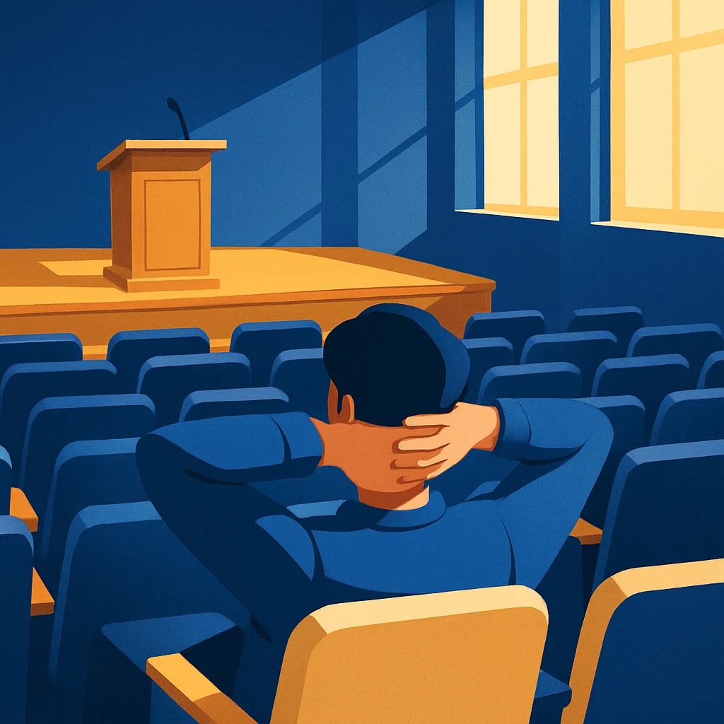 Mahasiswa mempersiapkan mental sebelum sidang