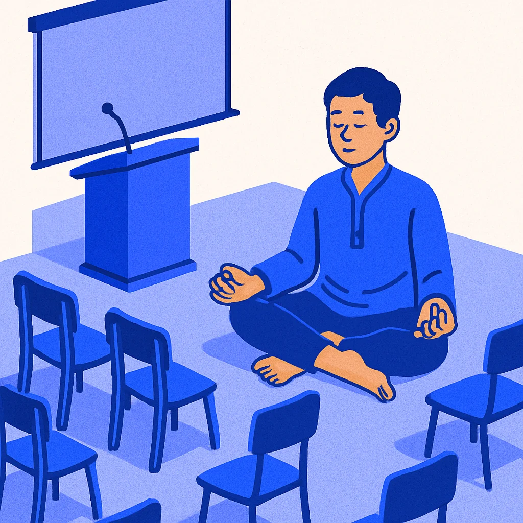 Mahasiswa sedang meditasi sebelum sidang