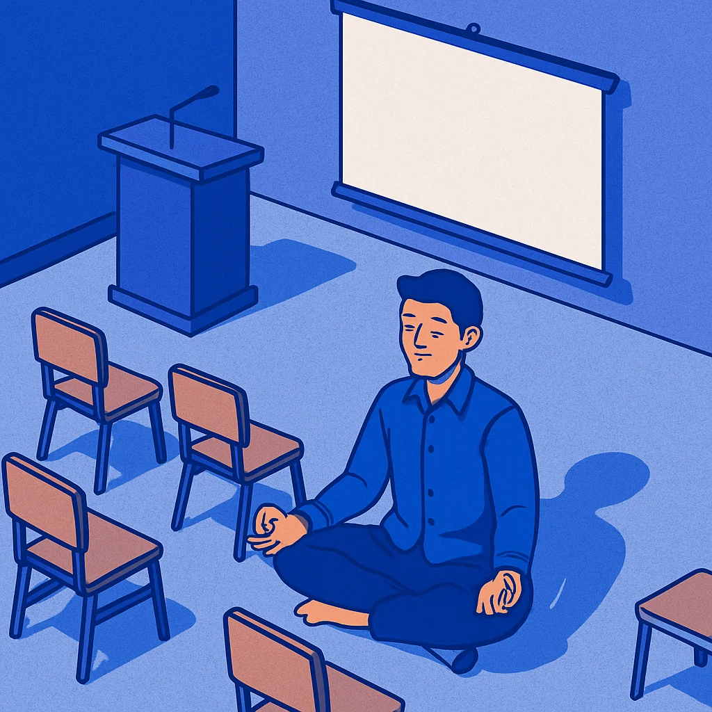Mahasiswa sedang meditasi sebelum sidang