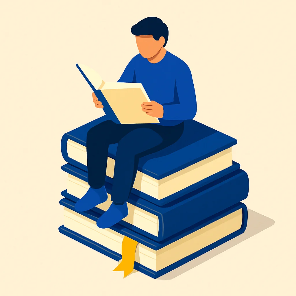 Mahasiswa mempersiapkan diri dengan membaca buku