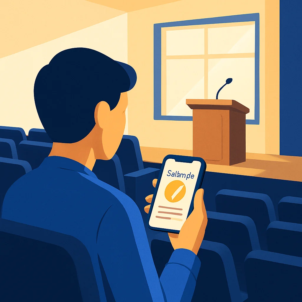 Mahasiswa menggunakan aplikasi Sidangin di smartphone