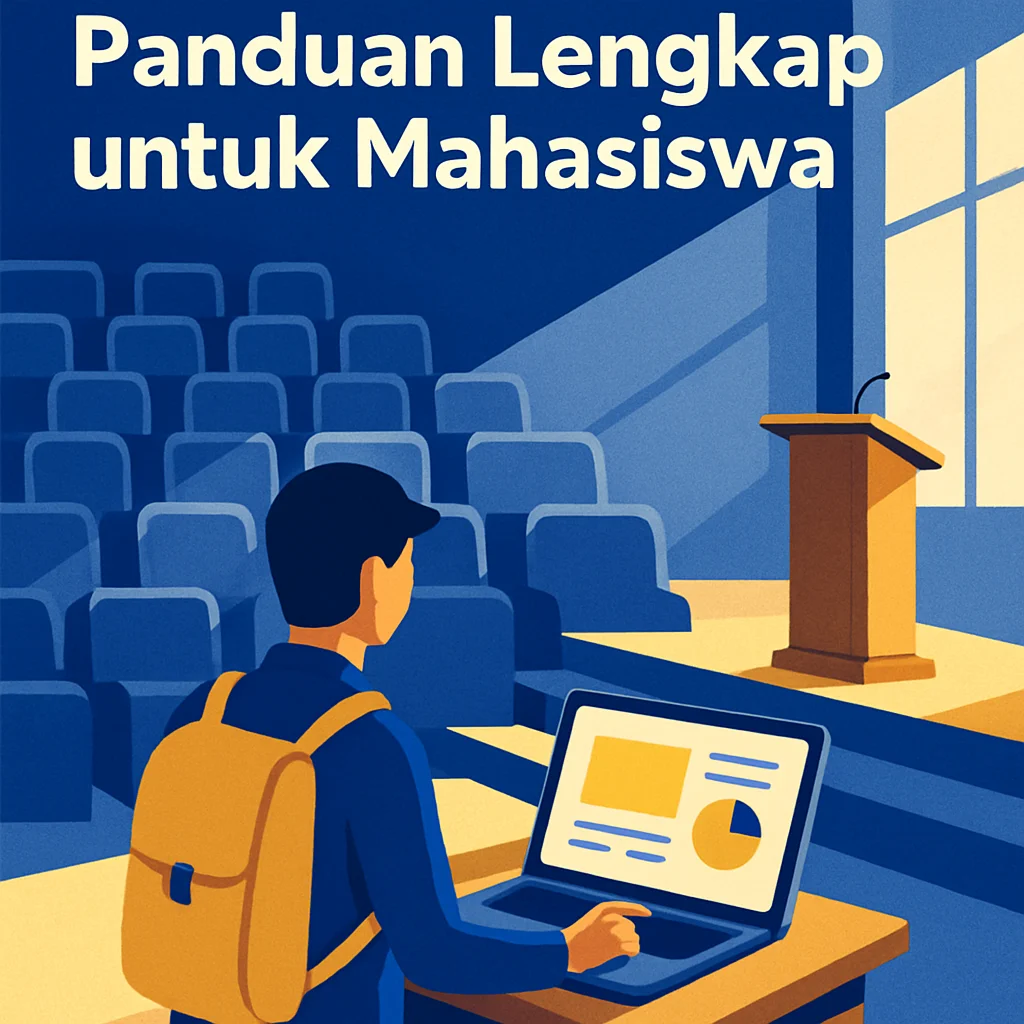 Mahasiswa mempersiapkan slide presentasi