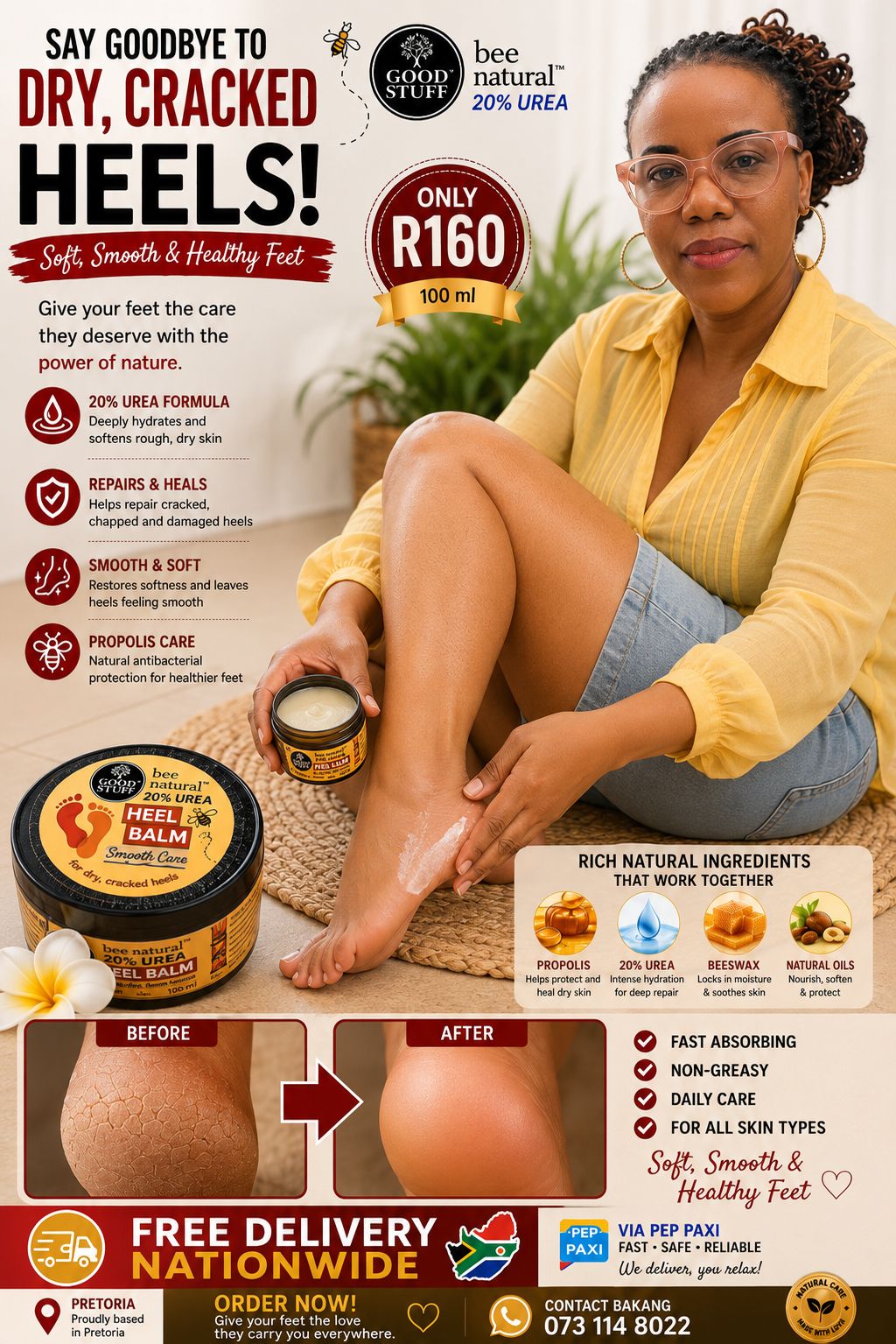 Heel balm for dry, cracked heels and feet