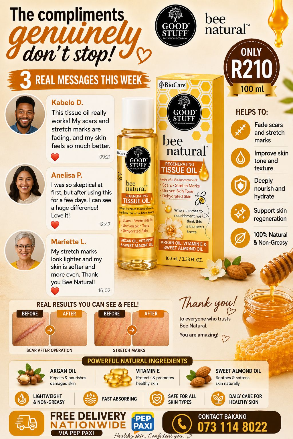 Tissue Oil for scars, stretch marks, dark spots
