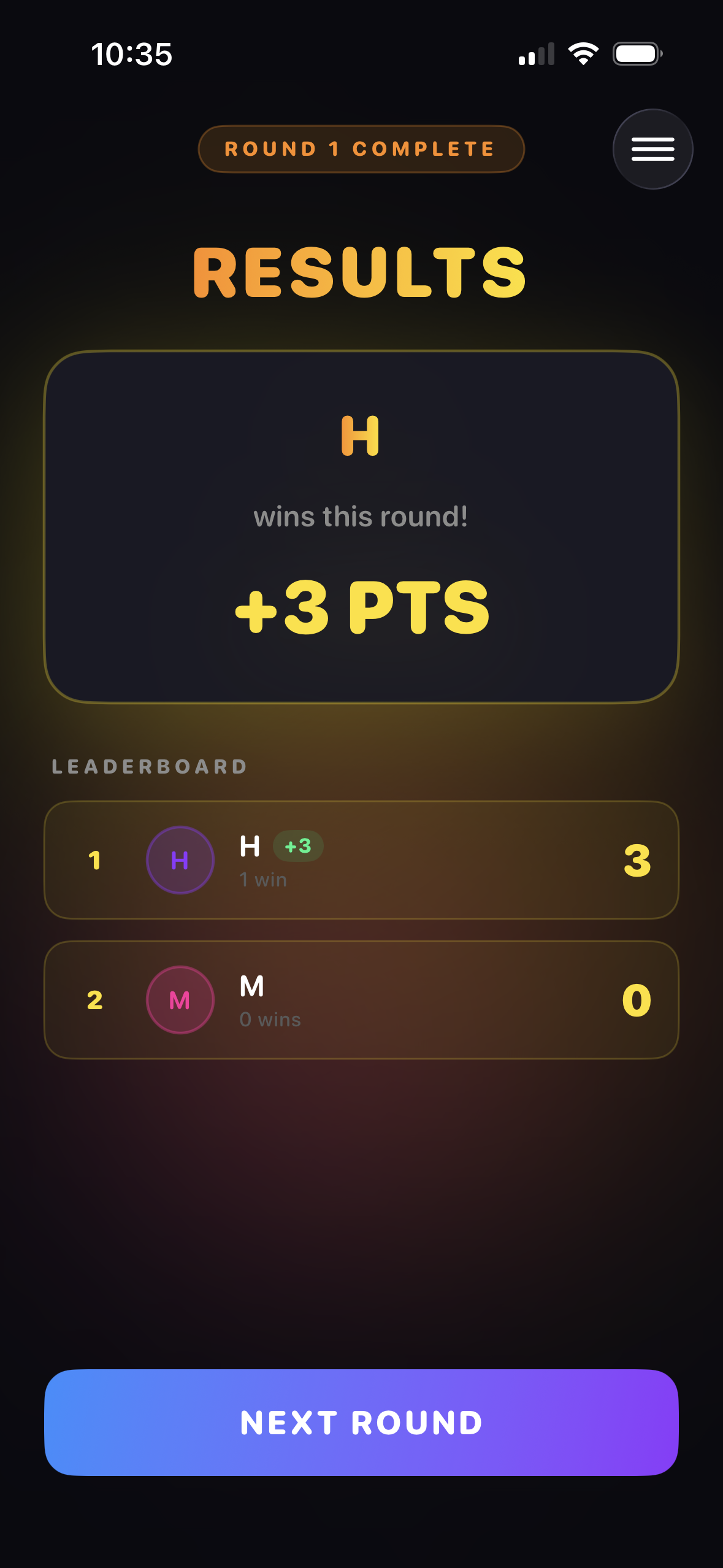 Round Results Screen