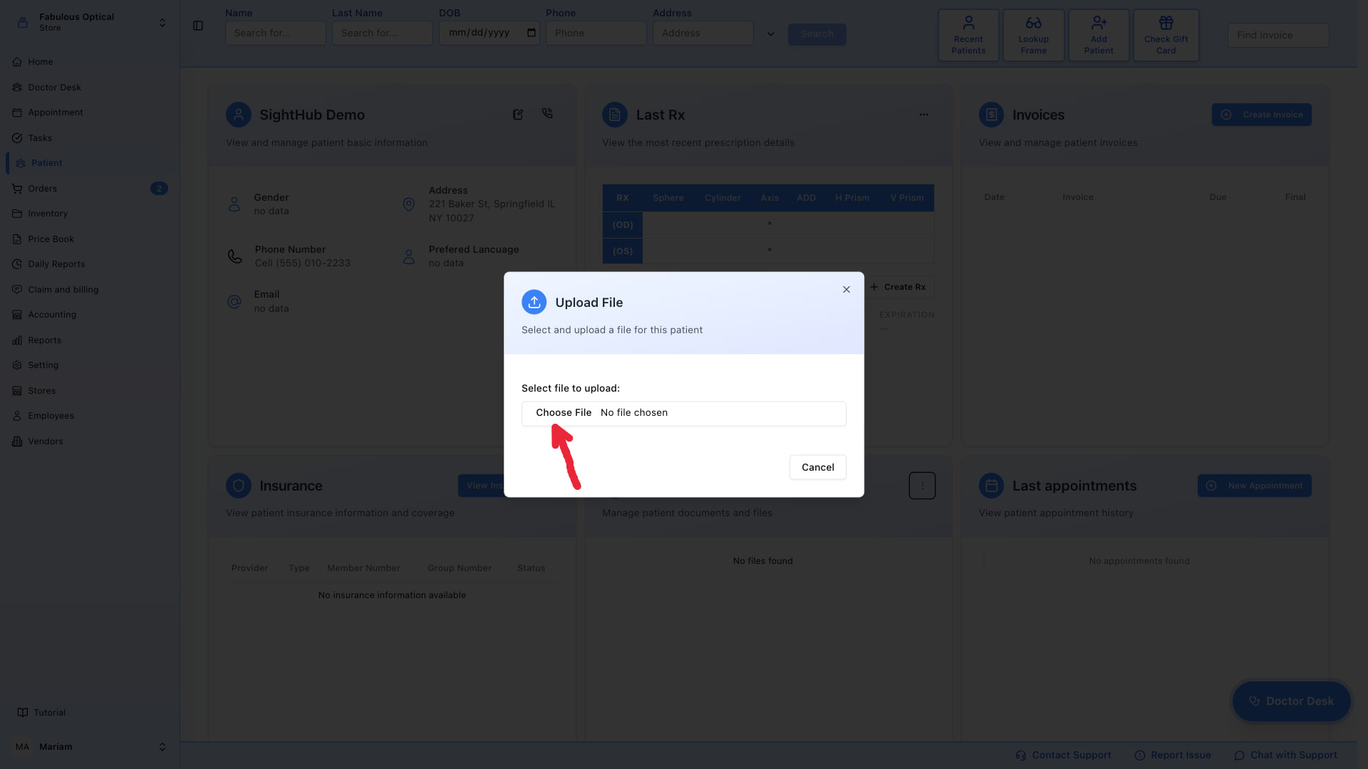 Upload File dialog