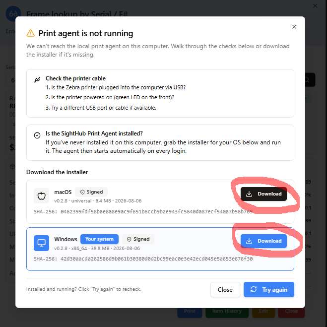 Print agent is not running