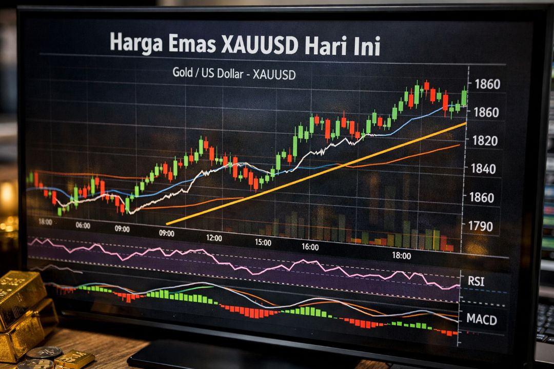 Grafik pergerakan harga emas hari ini XAUUSD untuk analisis trading.