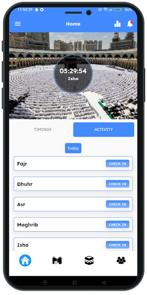 Namaz Check-In app screen preview