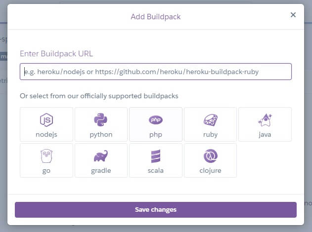 Buildpacks disponibles de Heroku