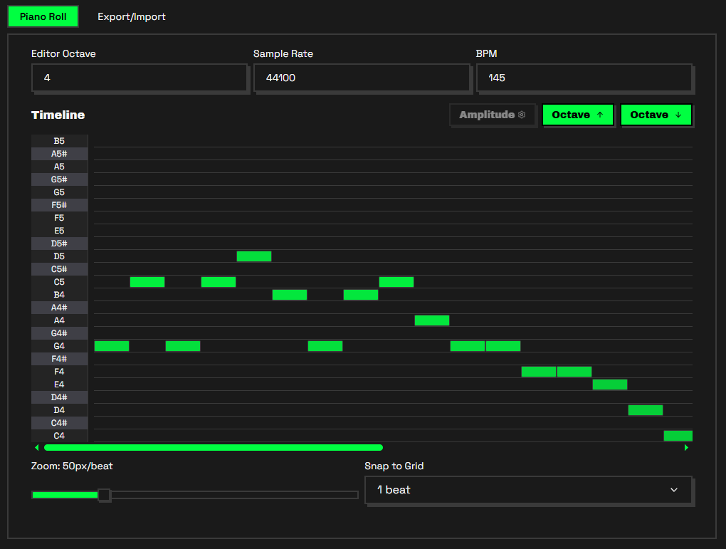 React JS Retro Pianoroll Ui