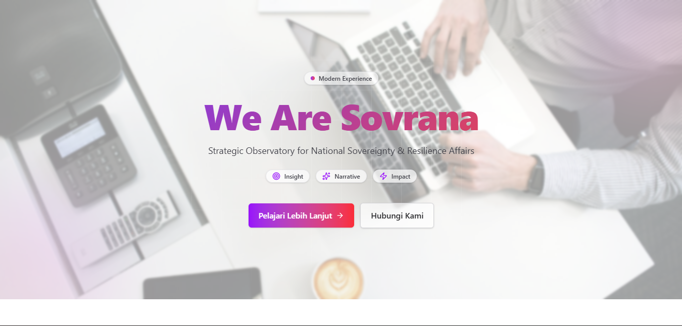 Landing Page Sovrana — tampilan website Sovrana
