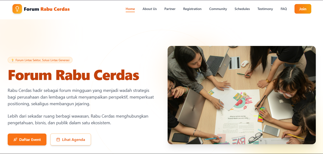 Landing Page Forum Rabu Cerdas — tampilan website Santri Chain