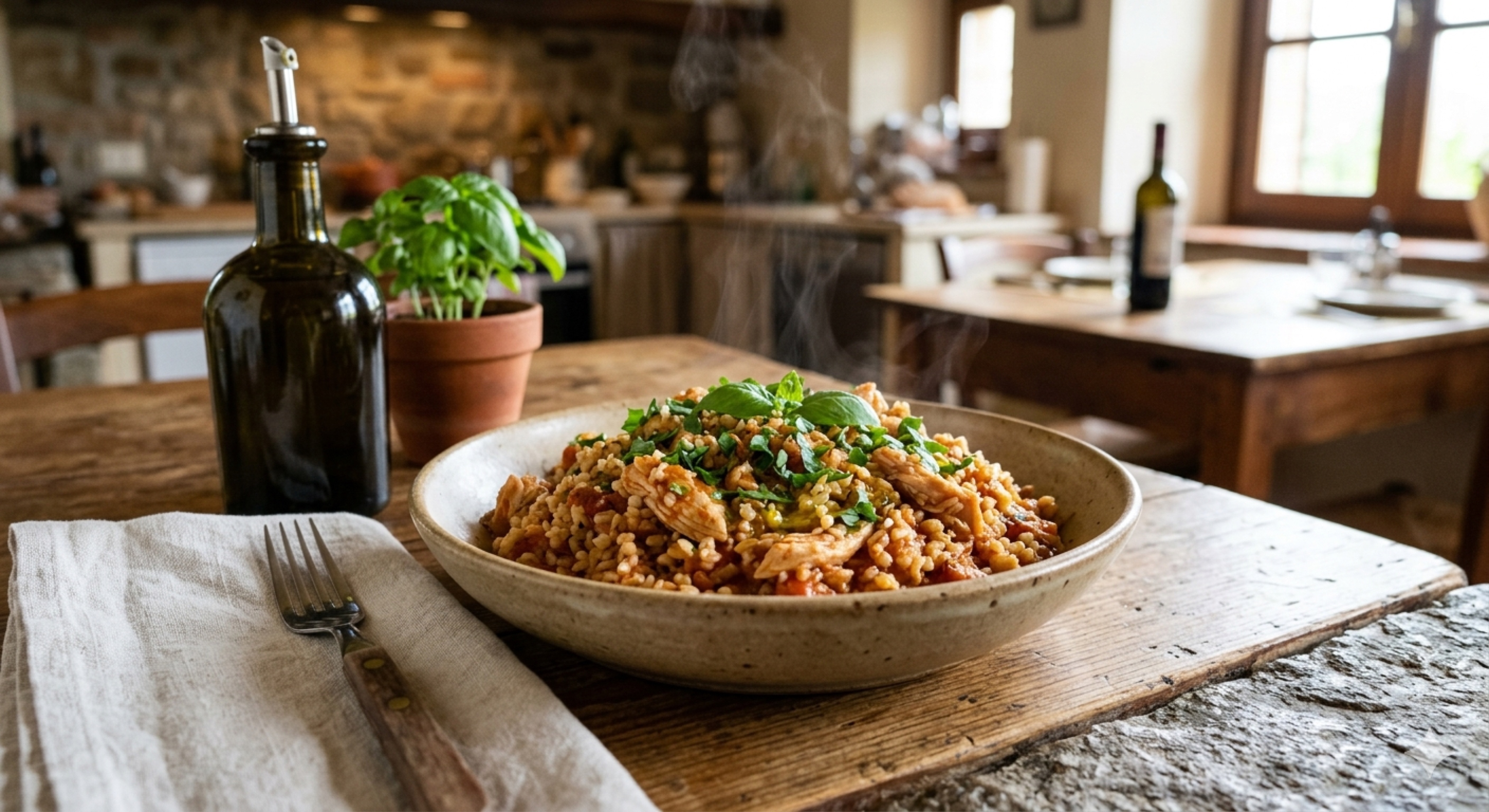 Tavuklu Domates Soslu Bulgur Pilavı