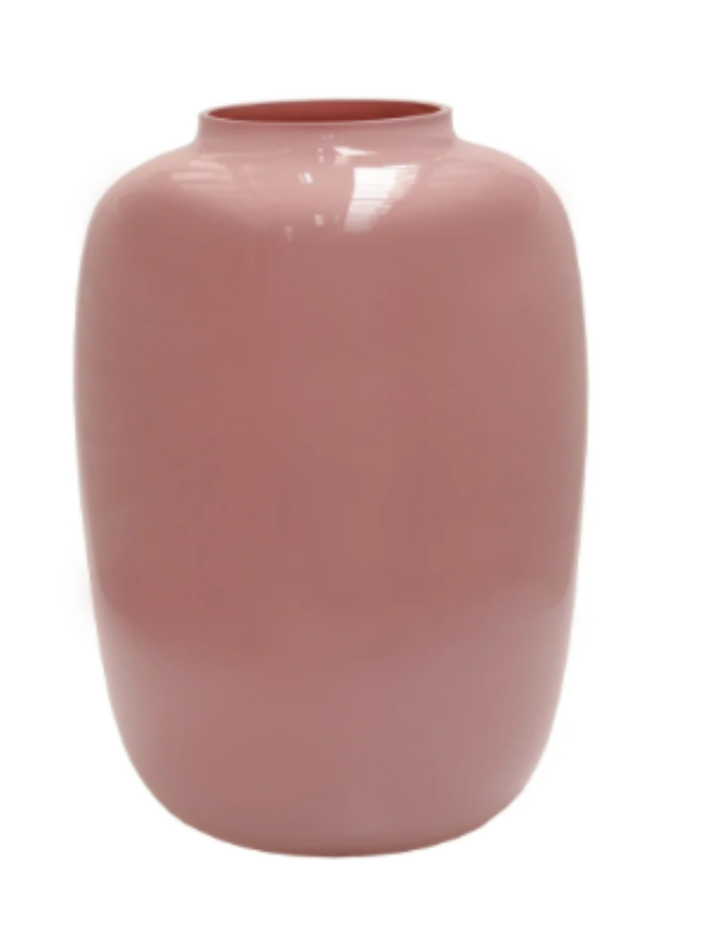 Een minimalistische, roze Artic vaas in maat S met een gladde, afgeronde vorm en een glanzende afwerking.