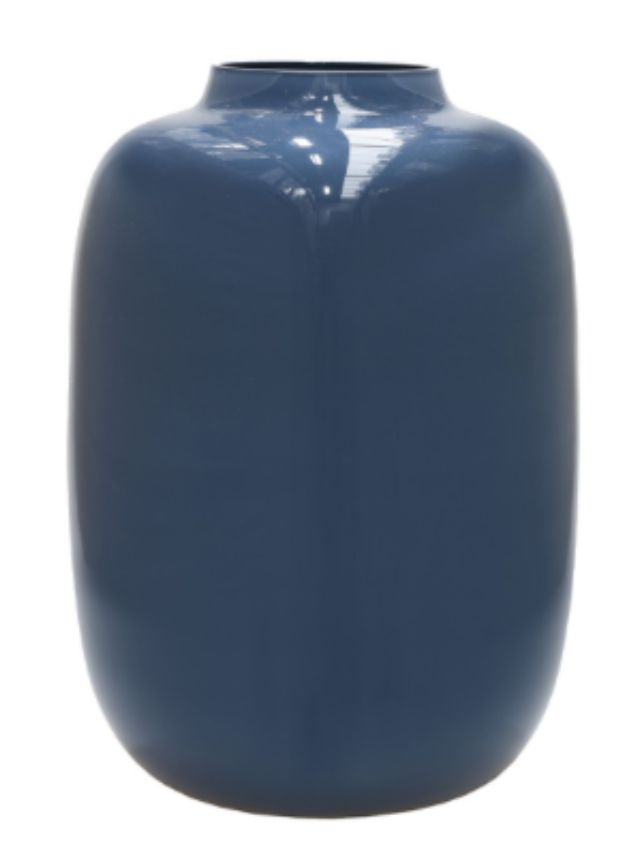 Cylindrical dark blue Artic vase with a smooth finish, centered on a white background.