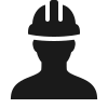 Un'icona di lavoratore edile con casco protettivo.