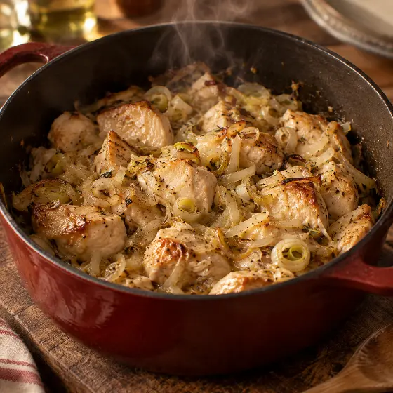 Pollo y puerros