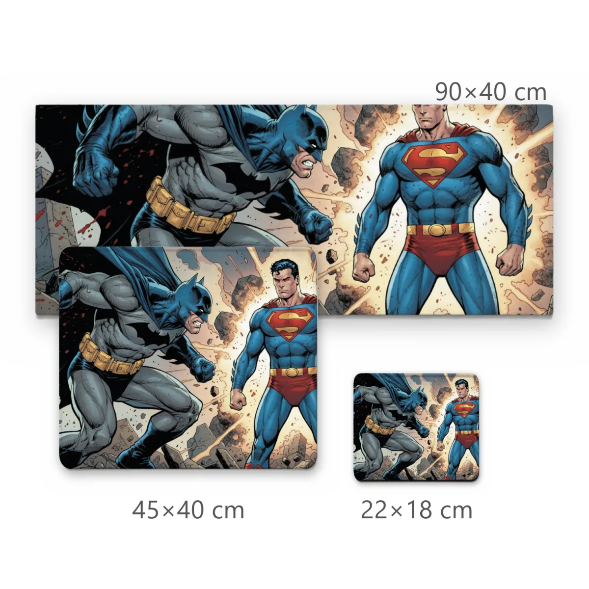 Mousepad Gamer Batman vs Superman Ilustração Clássica de Quadrinhos