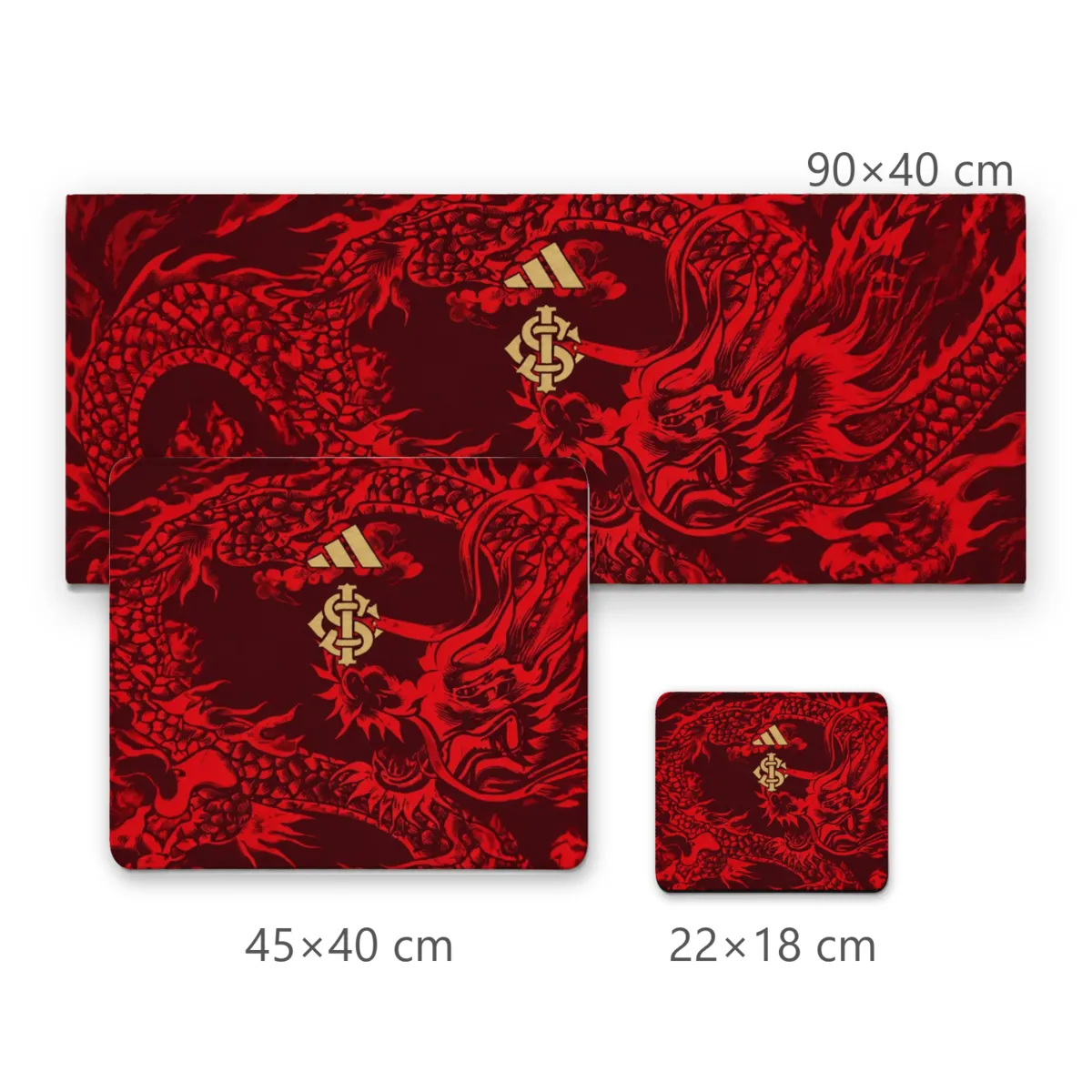 Mousepad Dragão Oriental Vermelho com Emblema Dourado Central