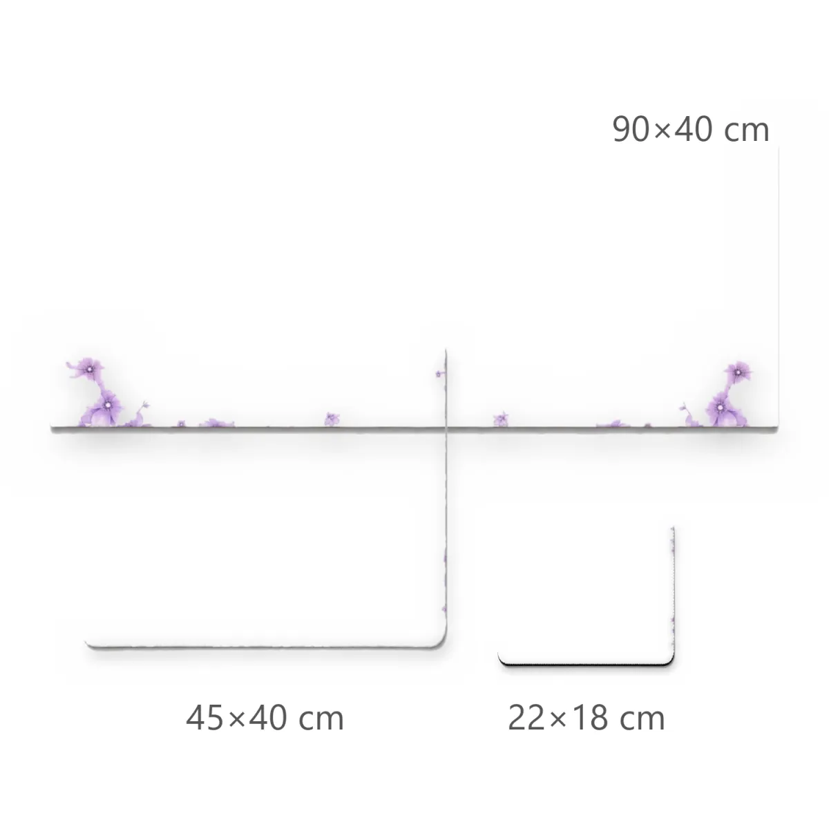 Mousepad Sakura Lilás Floral com Moldura Delicada em Fundo Branco