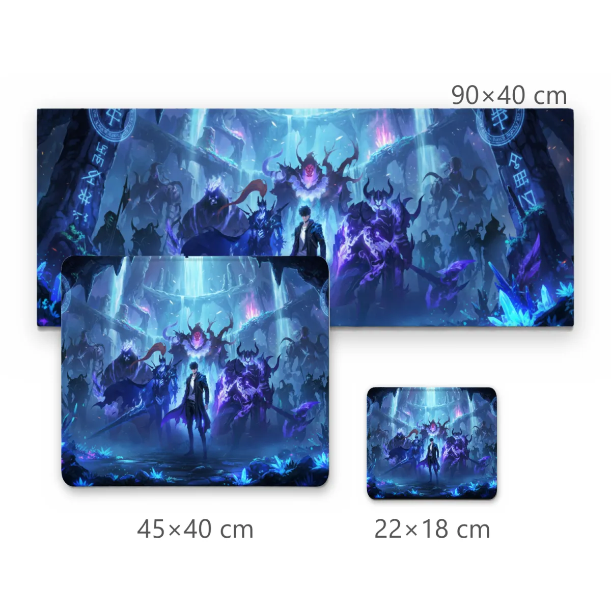 Mousepad Gamer Anime Monarca das Sombras com Exército e Cristais Azuis 90x40cm