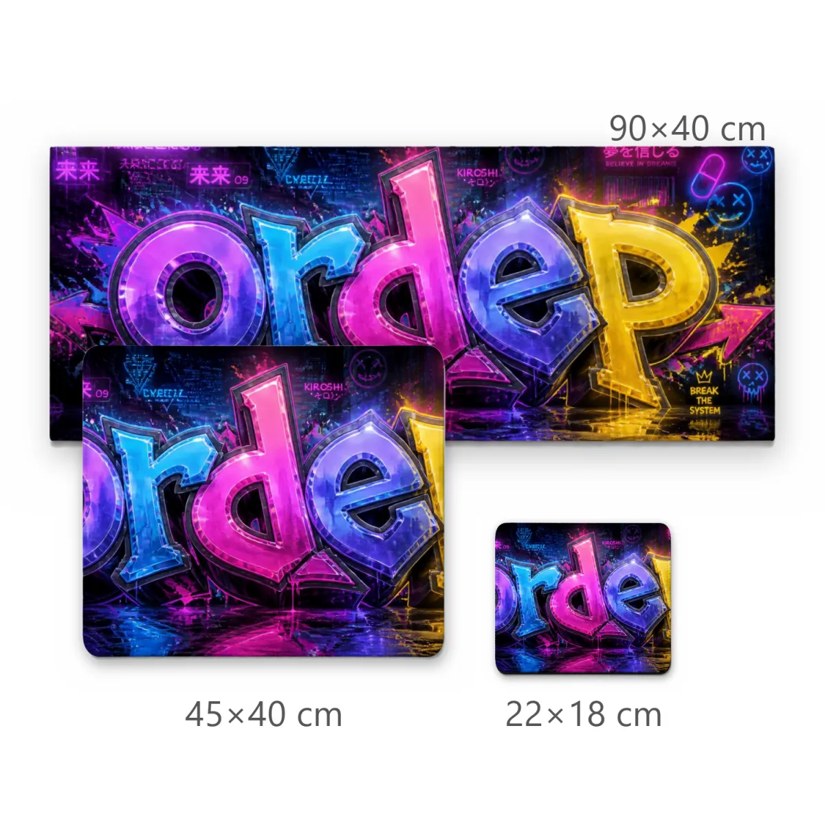 Mousepad Gamer Streetwear Graffiti ordep Neon Colorido