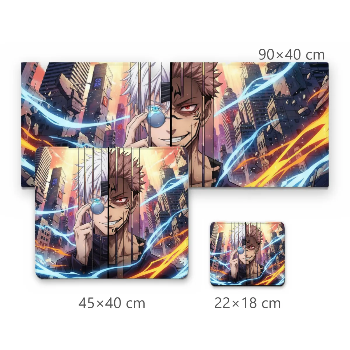 Mousepad Gamer Divisão Dualidade Anime com Cidade em Chamas e Raios de Energia