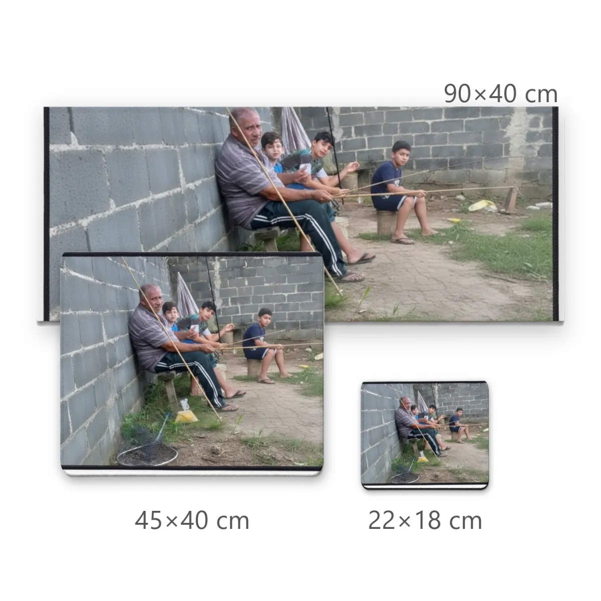 Mousepad Família Pescando no Quintal Foto Realista