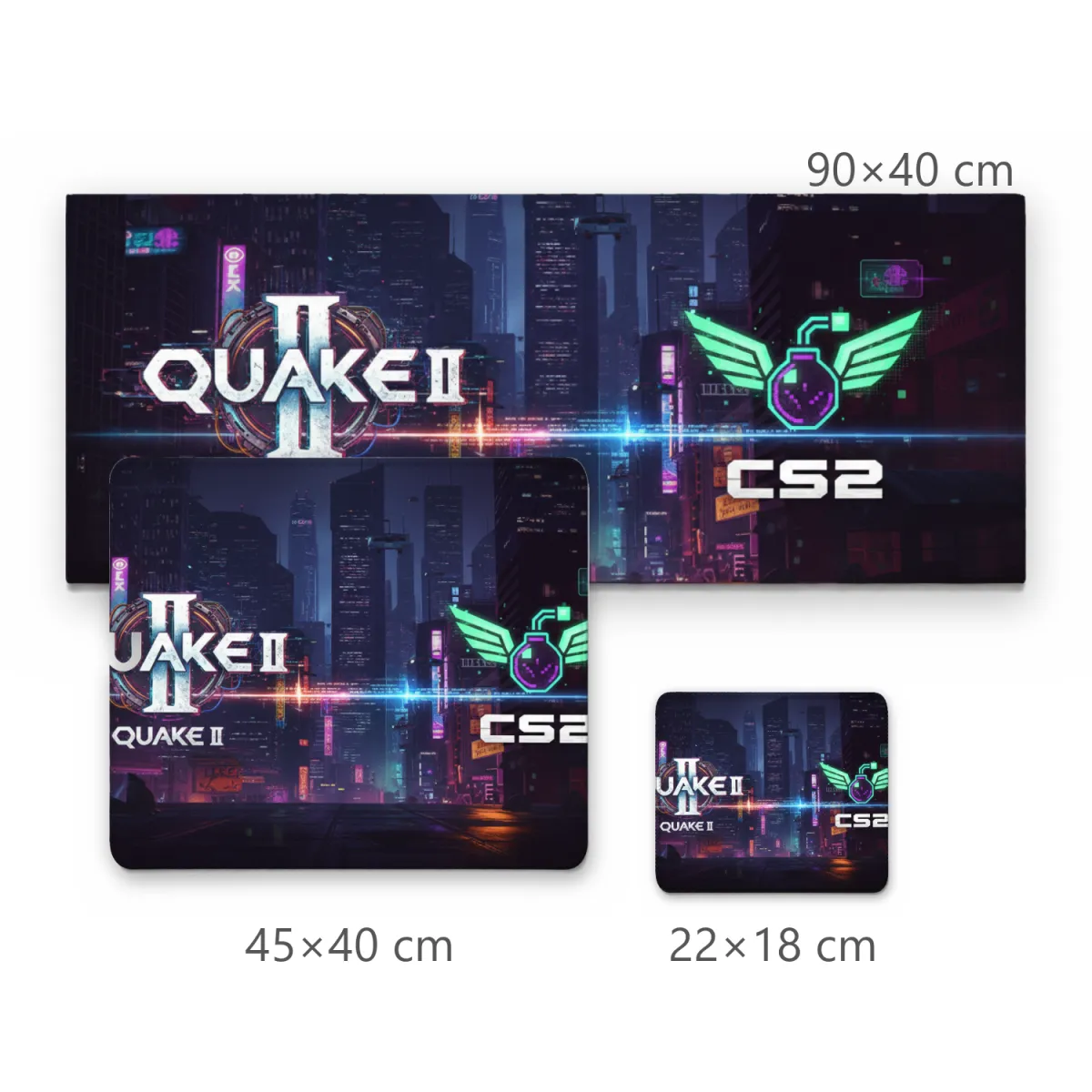 Mousepad Gamer Quake II e CS2 Cidade Cyberpunk Noturna com Luzes Neon