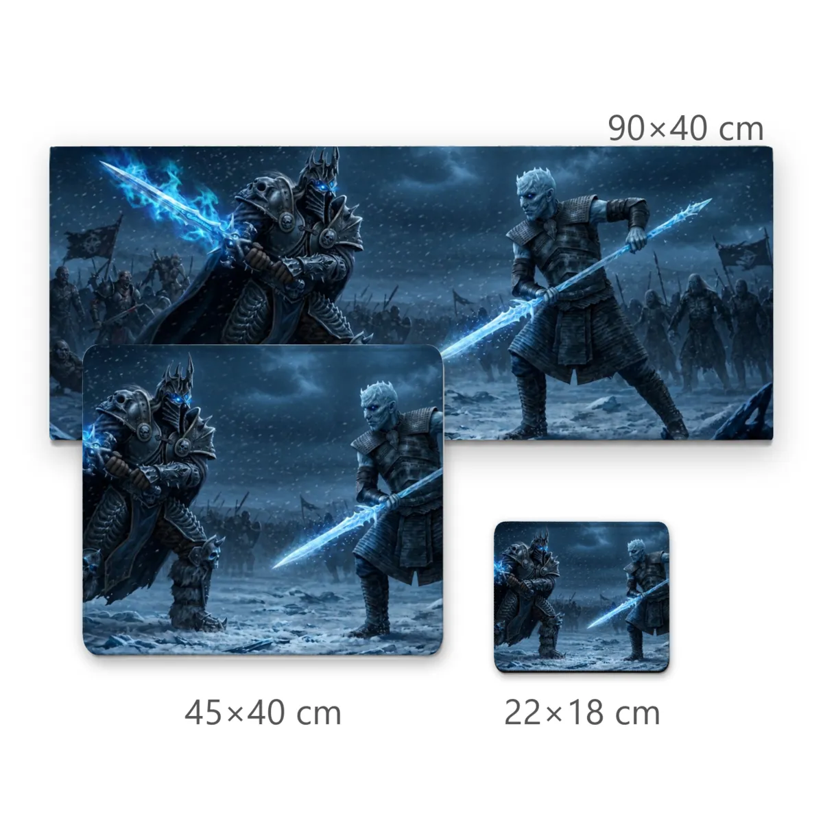 Mousepad Gamer Duelo no Gelo Guerreiro de Armadura e Rei da Noite