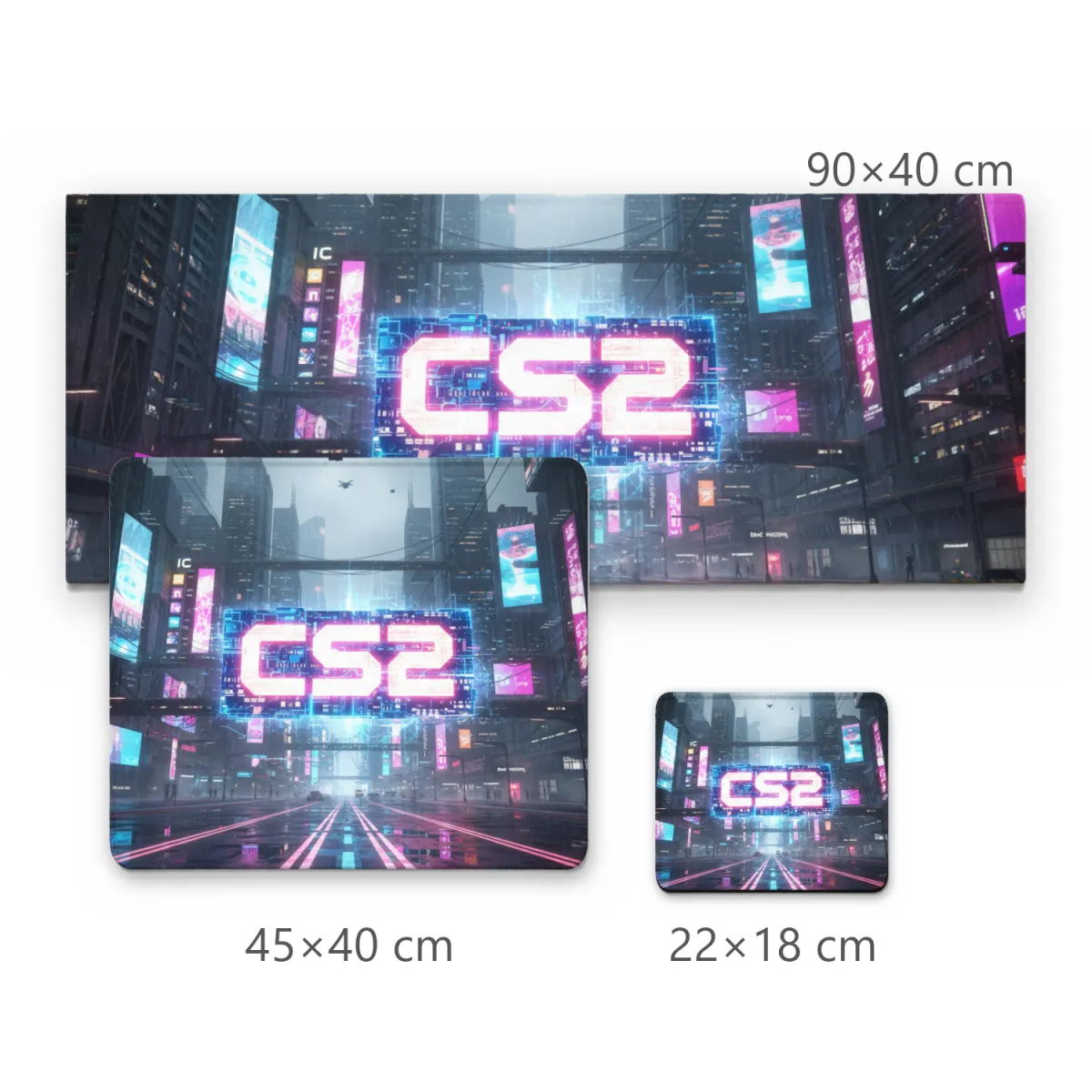 Mousepad Gamer CS2 Cyberpunk com Cidade Futurista e Neon