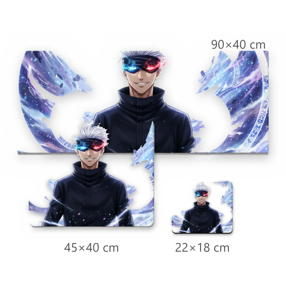 Mousepad Gamer Anime Satoru Gojo com Energia Azul e Vermelha