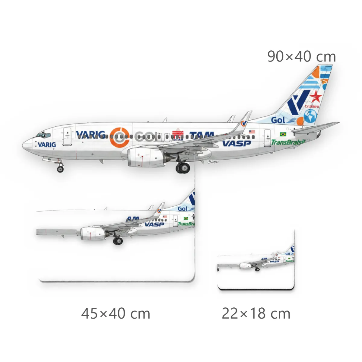 Mousepad Boeing 737 Linhas Aéreas Brasileiras Ilustração Técnica