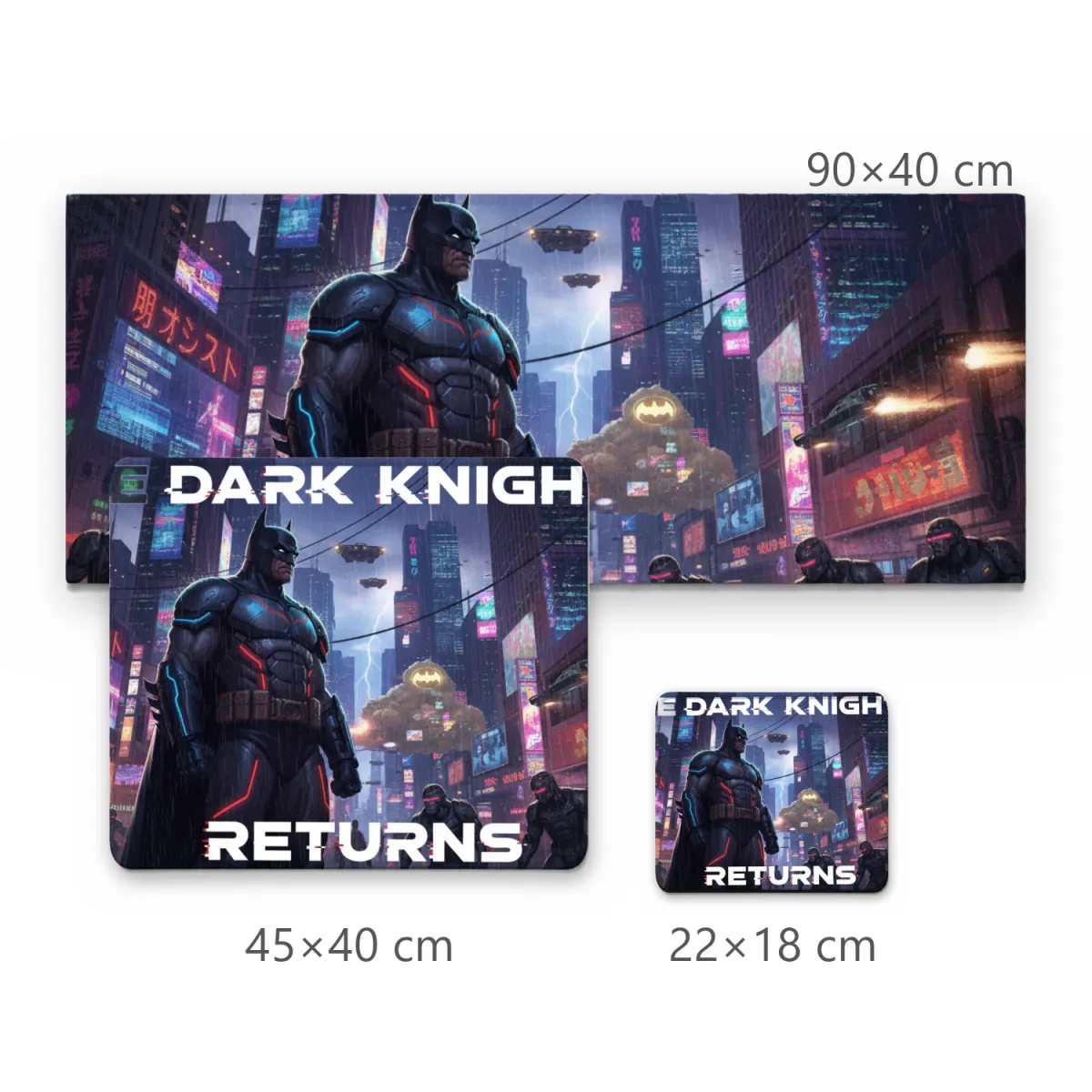 Mousepad Gamer The Dark Knight Returns Cidade Cyberpunk com Batman e Luzes Neon