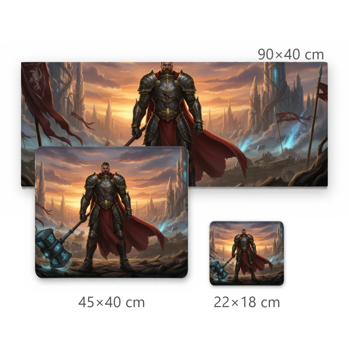 Mousepad Guerreiro Medieval com Martelo de Guerra e Armadura Épica