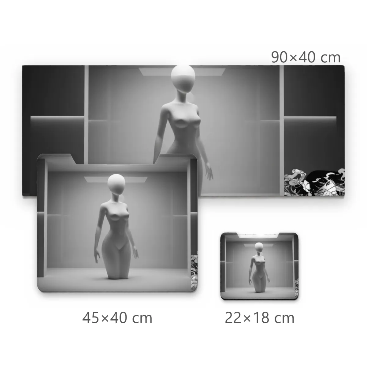Mousepad Minimalista Escultura Monocromática em Preto e Branco