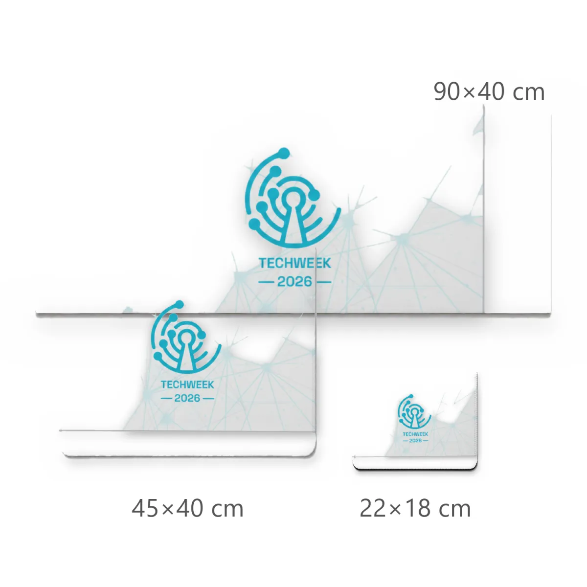 Mousepad Techweek 2026 com Logo Tecnológico e Conexões em Rede