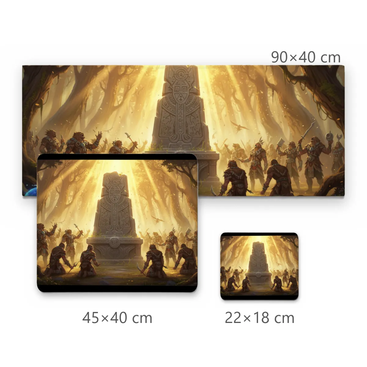Mousepad Gamer Ritual Xamânico com Guerreiros e Monólito Sagrado