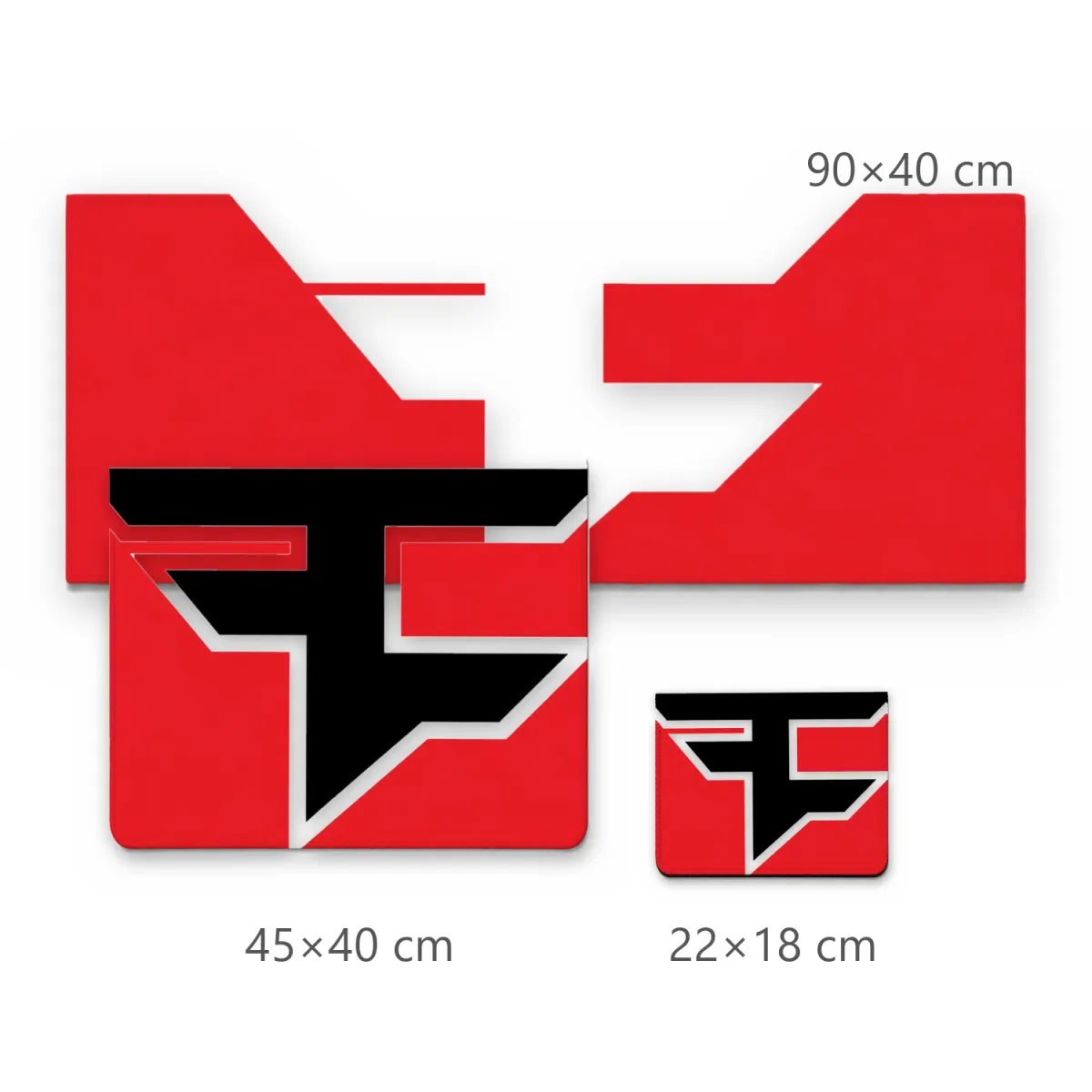Mousepad Gamer com Logotipo Geométrico FaZe em Preto e Branco sobre Fundo Vermelho