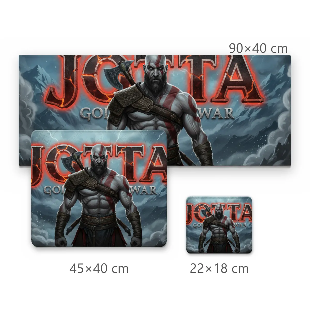 Mousepad Gamer Kratos com Nome JOTTA e Fundo Tempestuoso