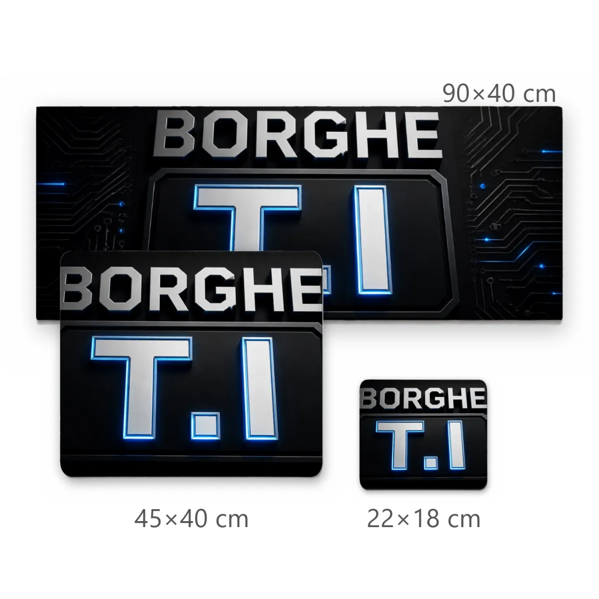 Mousepad Gamer Borghe T.I com Letras Metálicas e Placa de Circuito Tech