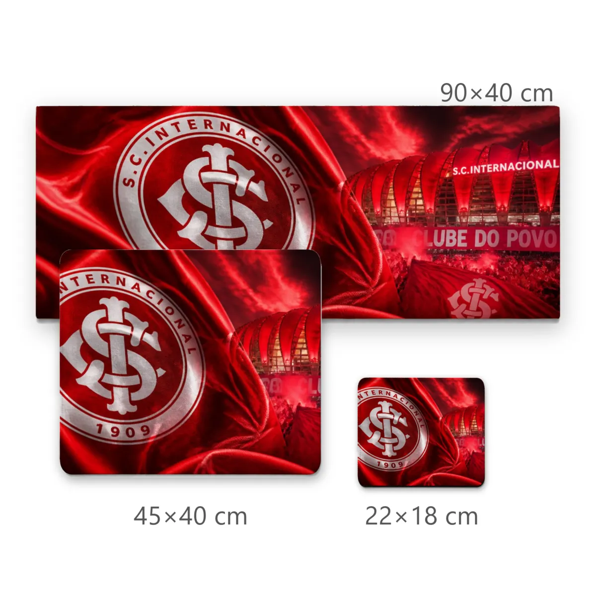 Mousepad Internacional Escudo em Tecido de Seda e Estádio Beira-Rio Iluminado