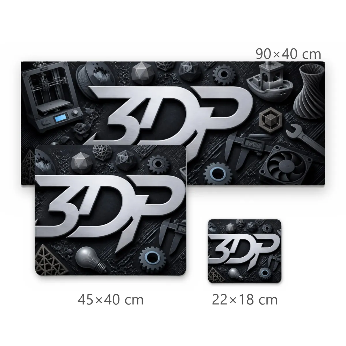 Mousepad 3DP Universo Impressão 3D e Engenharia em Tons Monocromáticos